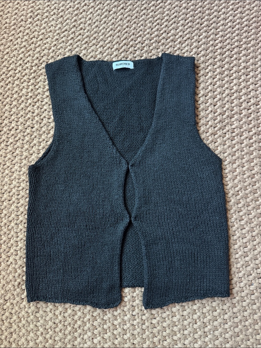 Rumored Prince Street Knit Top in Black Convertible Knit Vest/Boatneck Top Size